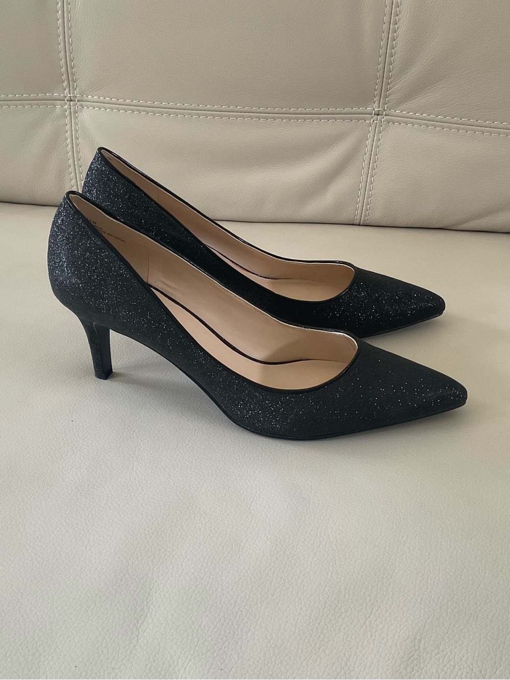 Nine West Black Glitter Pointed-Toe Pumps